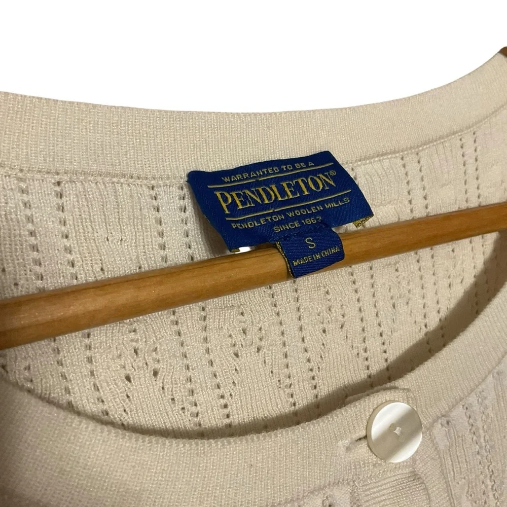 PENDLETON sz Small Silk Blend Cardigan Lightweight Cream Ivory